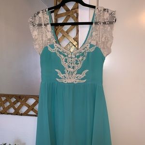 Blue/white crocheted sundress